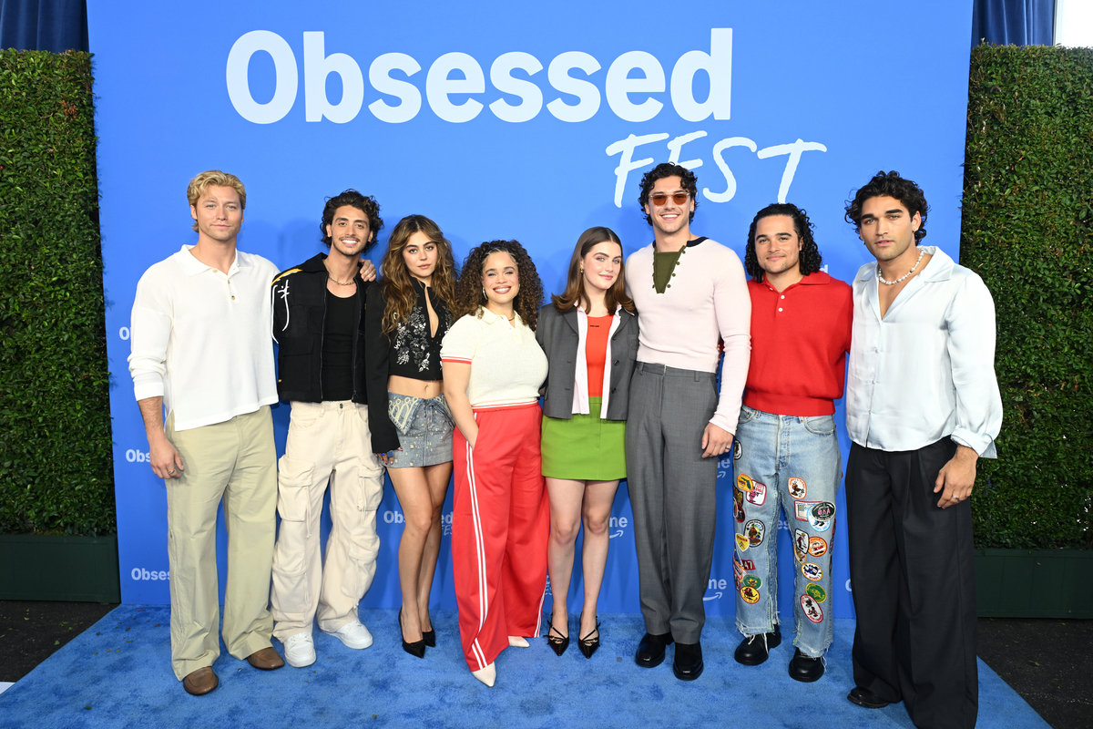 (L-R) Stephen Kalyn, Antonio Cipriano, Mika Abdalla, Louisa Levy, Ella Bright, Belmont Cameli, Jalen Thomas Brooks and Josh Heuston at yesterday’s event!Photo by Vivien Killilea/Getty Images for Prime Video