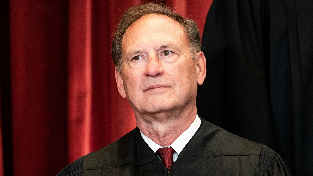 Associate Justice Samuel Alito sits during a group photo of the justices at the Supreme Court in Washington, D.C. on April 23, 2021. (Erin Schaff/Pool/Getty Images/TNS)