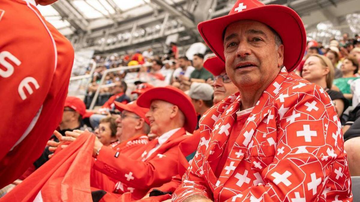  Switzerland fans were out in force. | ETIENNE LAURENT/AFP/Getty Images 