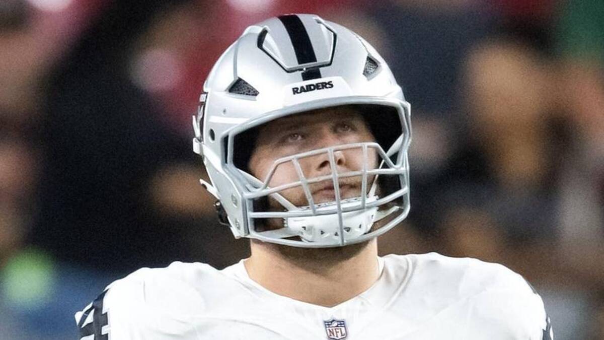 Aug 23, 2025; Glendale, Arizona, USA; Las Vegas Raiders tackle Kolton Miller (74) against the Arizona Cardinals during a preseason NFL game at State Farm Stadium. Mandatory Credit: Mark J. Rebilas-Imagn Images | Mark J. Rebilas-Imagn Images 