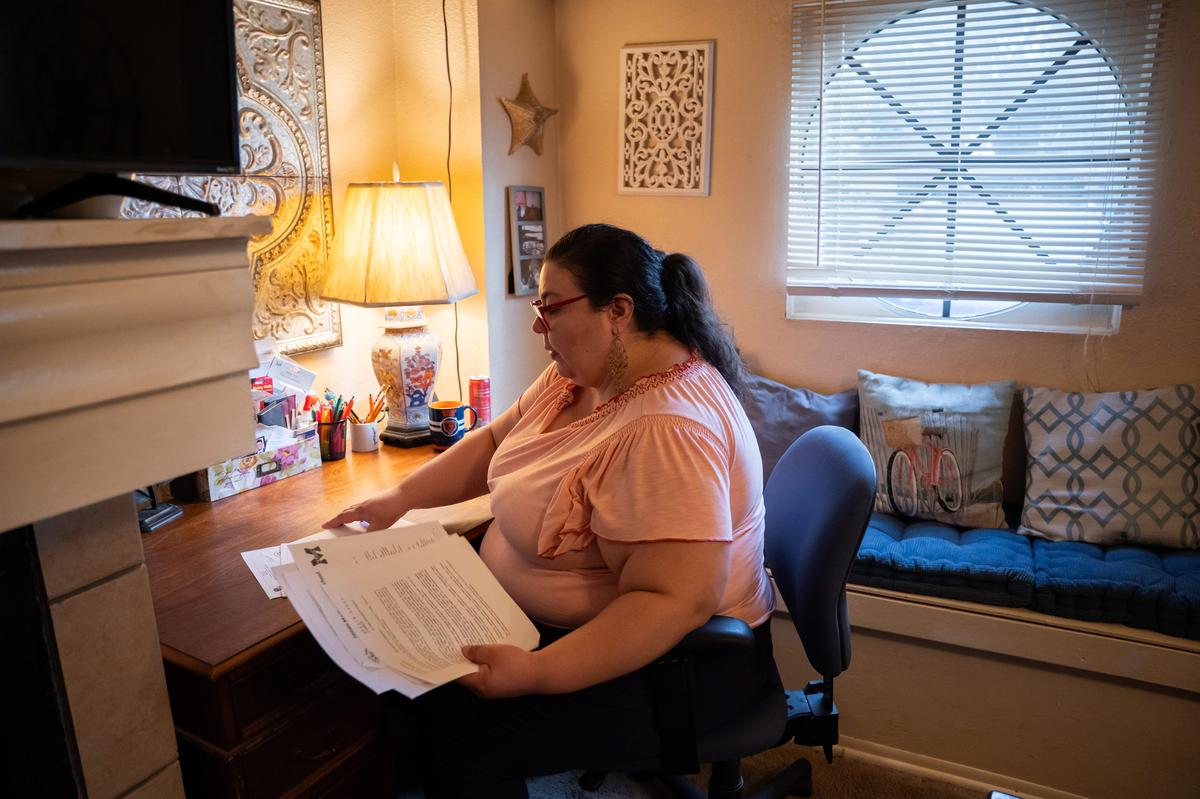  Laura Wickwire has thoroughly documented the cyberbullying her son endured. None of it mattered when his DAEP placement was determined. Credit: Maggie Svoboda for The Hechinger Report