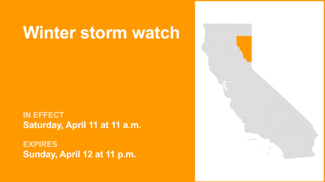 Winter storm watch affecting Lassen-Eastern Plumas-Eastern Sierra counties Saturday and Sunday 
