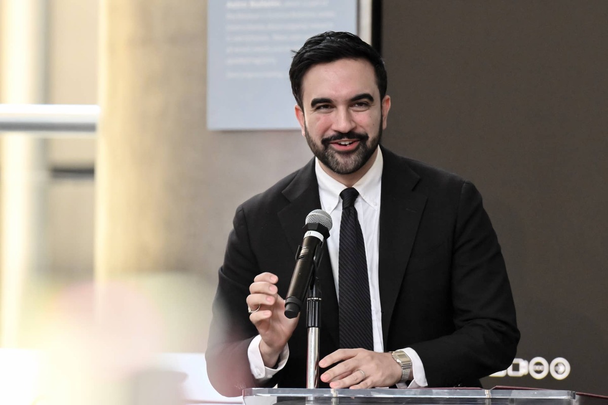  Jun 2, 2026; New York, New York, USA; New York City mayor Zohran Mamdani speaks during an event for the FIFA World Cup Trophy Tour at American Museum of Natural History. Mandatory Credit: John Jones-Imagn Images 