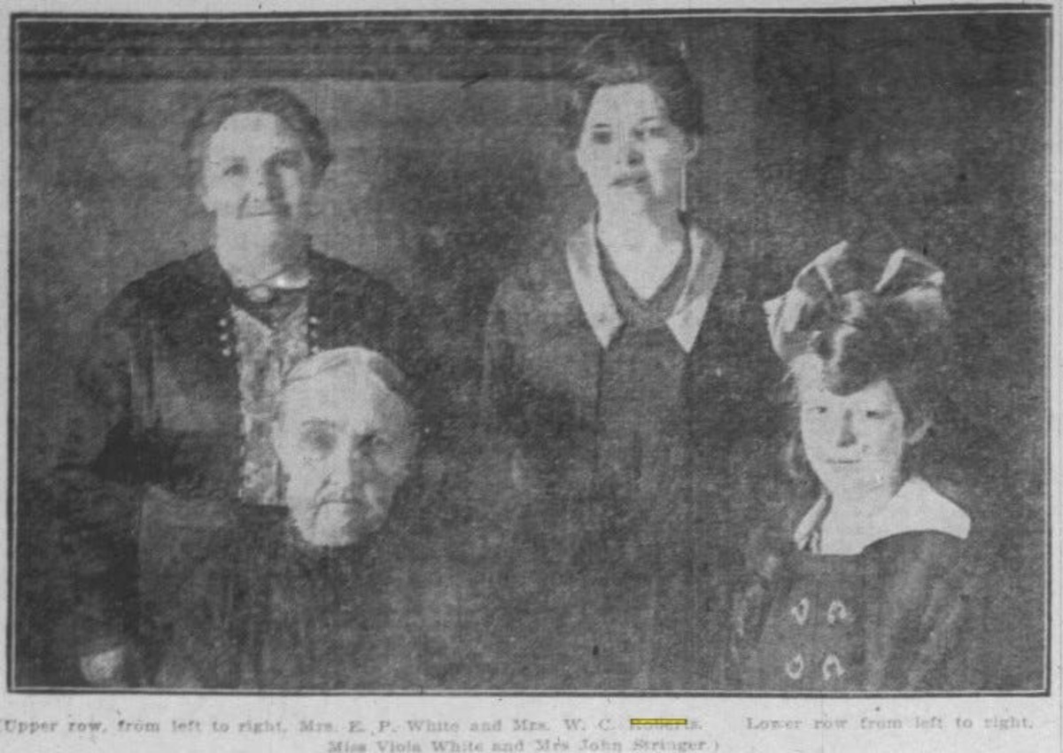 On Jan. 1, 1918, Delia and William Roberts had a New Year's Day family reunion at their home in Pittsfield, Massachusetts, to celebrate their 33rd wedding anniversary. One of their 11 children was Earl Roberts of Earl's Hideaway biker bar in Sebastian, Florida. The four generations in the photo began with Earl's grandmother (bottom left), Vitaline Bouvier Bouthillier Stringer, 77. Her oldest daughter and Earl's mother was Delia Loretta Stringer Roberts, 50 (top left). Her oldest daughter and Earl's sister was Mrs. Edward P. White, 32 (top right). Her oldest daughter and Earl's niece was Viola White, 14 (bottom right). Earl and older brothers Arthur and Ernest were not among the 21 who gathered for turkey dinner at noon. Earl and wife Beatrice were living in Stratford, Connecticut, where he worked for U.S. Housing Corp. His brothers had registered for WWI on June 5, 1917, but Arthur may have been the only one that served.