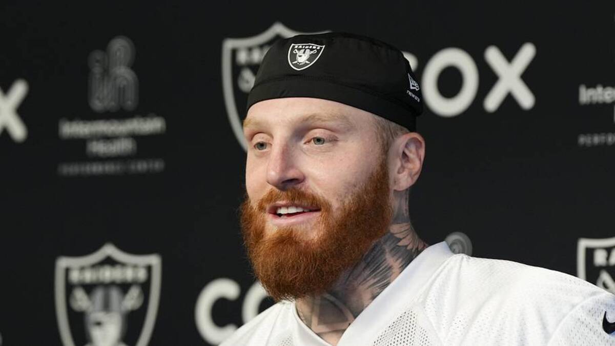  Jun 3, 2026; Henderson, NV, USA; Las Vegas Raiders defensive end Maxx Crosby (98) speaks during a news conference during organized team activities at Intermountain Health Performance Center. Mandatory Credit: Candice Ward-Imagn Images | Candice Ward-Imagn Images 