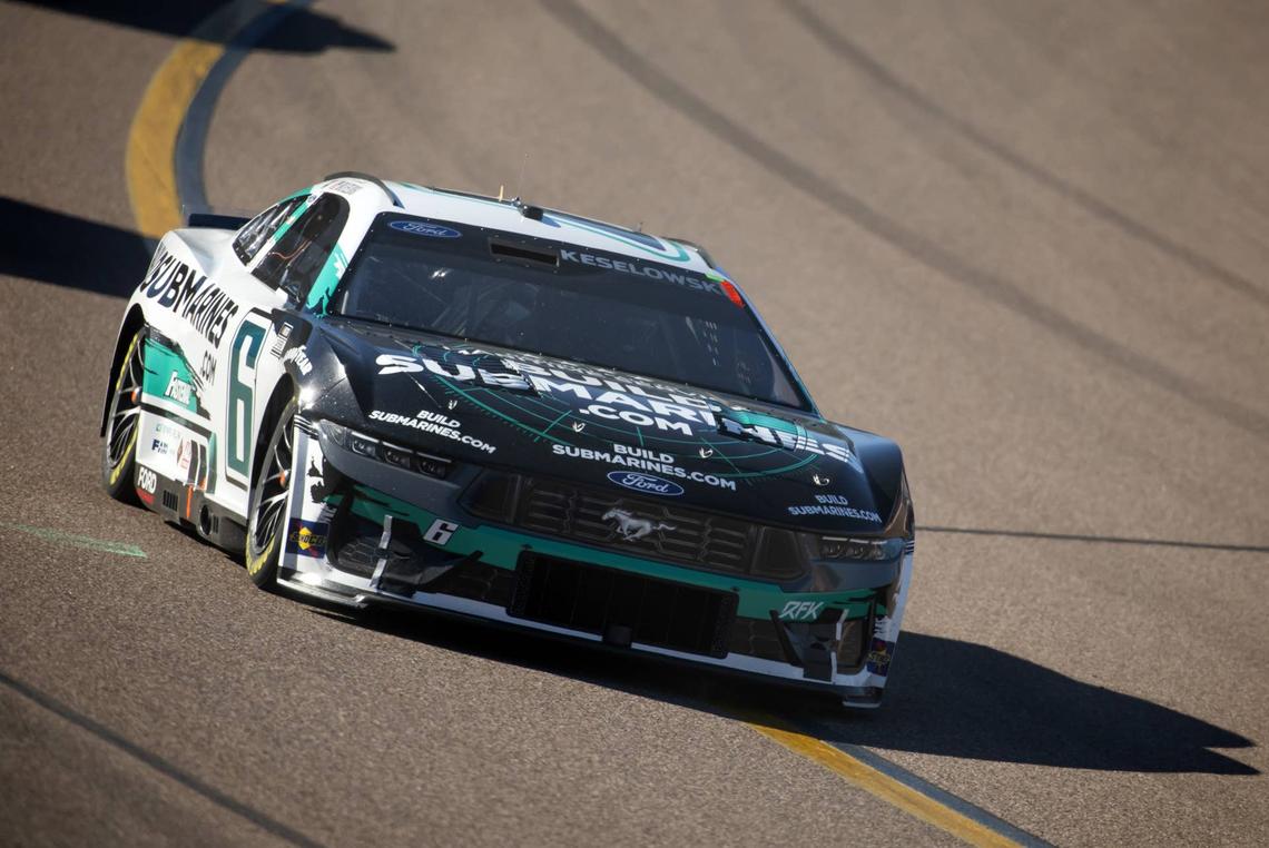  Brad Keselowski is seen in the No. 6 Ford during the NASCAR Cup Series Championship race at Phoenix Raceway on Nov. 10, 2024. Mark J. Rebilas-Imagn Images