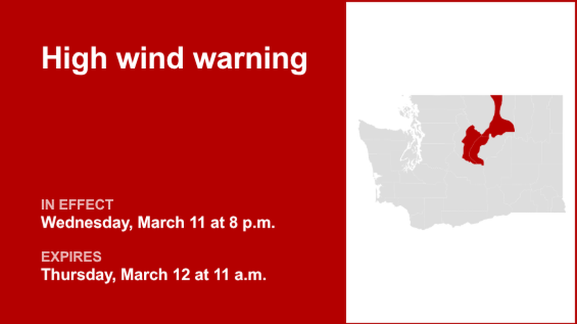 UPDATE: High wind warning for Central Washington until Thursday midday 