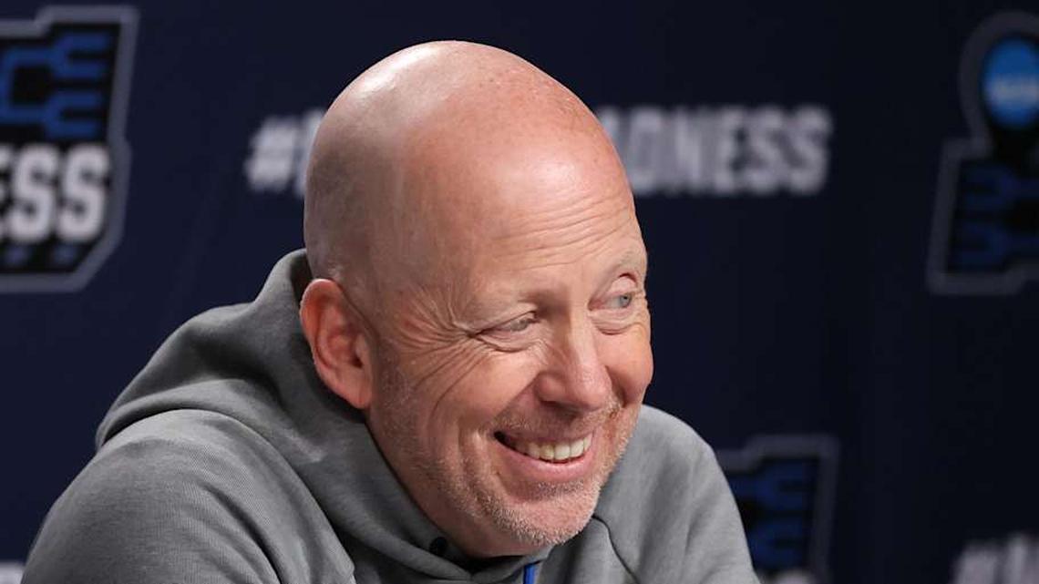  Mar 19, 2026; Philadelphia, PA, USA; UCLA Bruins head coach Mick Cronin speaks with the media before a practice session ahead of the first round of the men's 2026 NCAA Tournament at Xfinity Mobile Arena. Mandatory Credit: Bill Streicher-Imagn Images | Bill Streicher-Imagn Images 