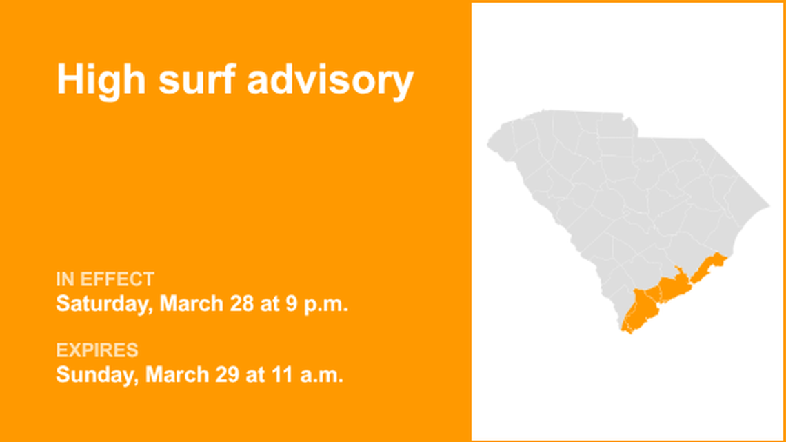 Lowcountry placed under a high surf advisory until Sunday midday, says the NWS 