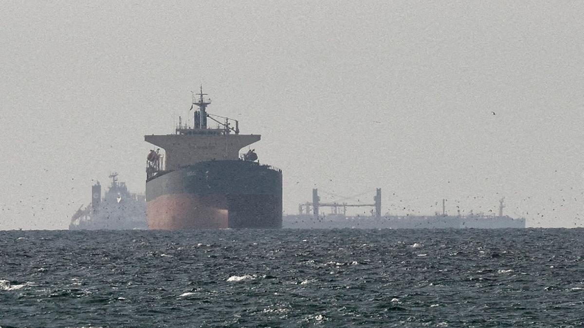 FILE PHOTO: Cargo ships in the Gulf, near the Strait of Hormuz, as seen from northern Ras al-Khaimah, near the border with Oman’s Musandam governance, amid the U.S.-Israeli conflict with Iran, in United Arab Emirates, March 11, 2026./File Photo