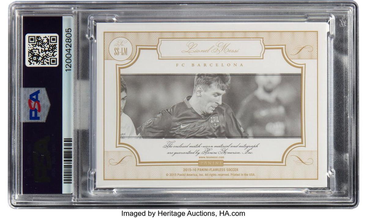  The back of the signed Lionel Messi trading card. (Heritage Auctions via SWNS) 