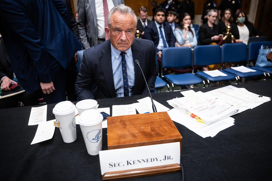  Health and Human Services Secretary Robert F. Kennedy Jr. returns from a recess during a Senate Health, Education, Labor, and Pensions Committee hearing on Capitol Hill on April 22, 2026. (Francis Chung/POLITICO via AP Images) 