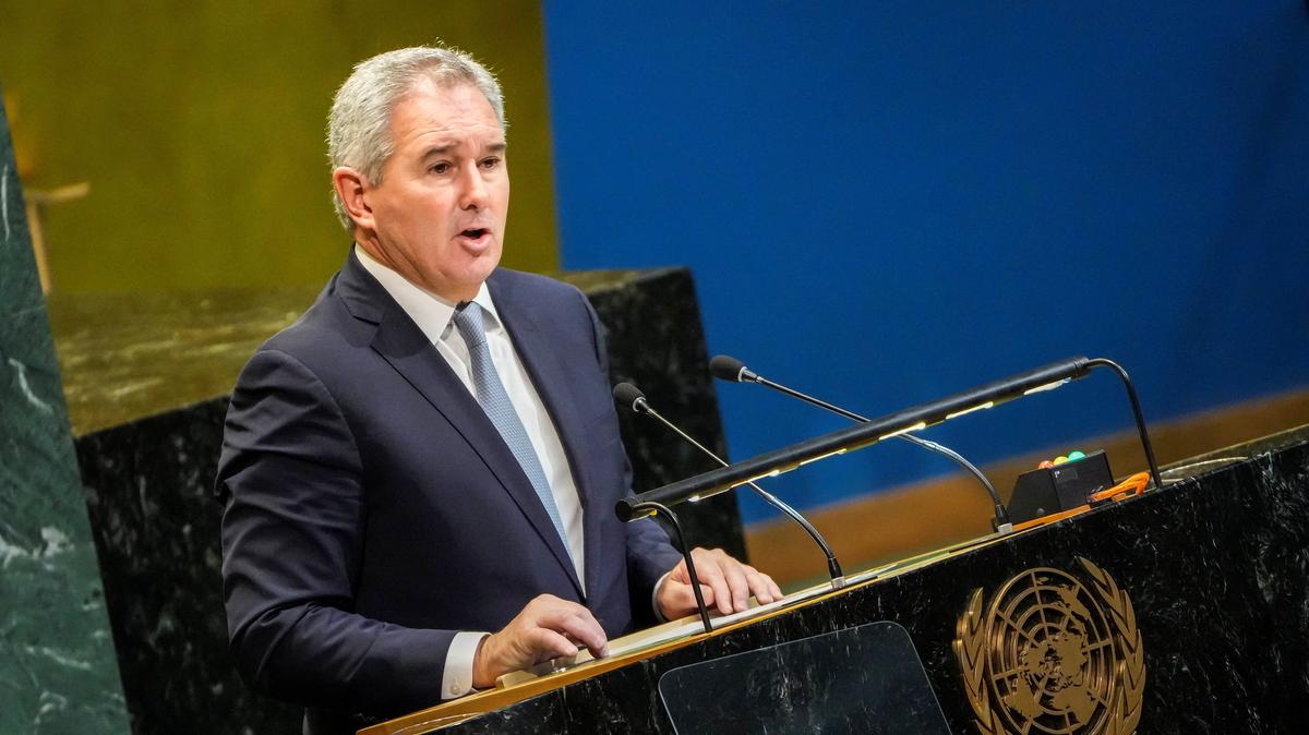 Argentina's Foreign Minister Pablo Quirno speaks to delegates during a meeting on Nuclear Non-Proliferation Treaty at U.N. headquarters in New York City, U.S., April 27, 2026.  REUTERS/Eduardo Munoz