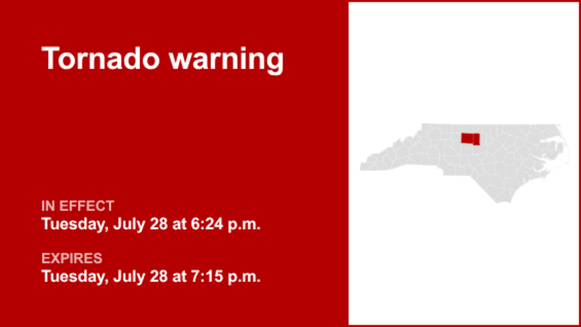UPDATE: Tornado warning for Durham and Orange counties anticipated to expire at 8:45 p.m. 