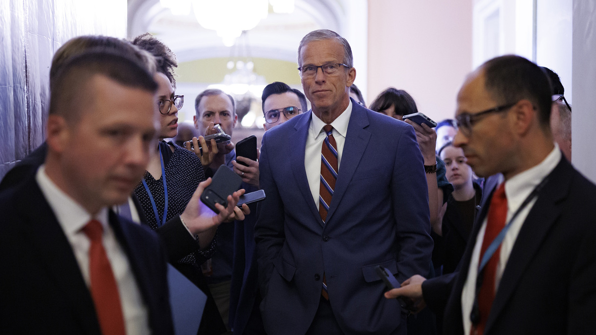 Senate Majority Leader John Thune (R-S.D.) speaks to reporters on Capitol Hill on Wednesday, June 3, 2026, in Washington, D.C. (Tom Brenner/Getty Images/TNS)