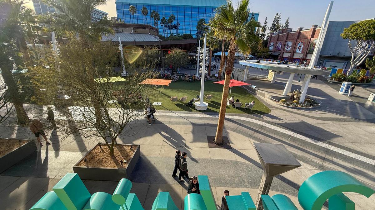 A view of Downtown Disney from the second-story balcony of the Parkside Market in Anaheim, CA, on Tuesday, Jan. 7, 2025. (Photo by Jeff Gritchen, Orange County Register/SCNG)