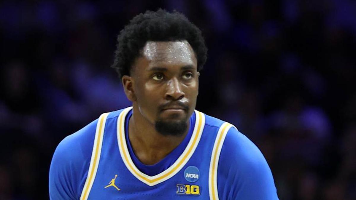  Mar 22, 2026; Philadelphia, PA, USA; UCLA Bruins center Xavier Booker (1) reacts against the UConn Huskies in the first half during a second round game of the men's 2026 NCAA Tournament at Xfinity Mobile Arena. Mandatory Credit: Bill Streicher-Imagn Images | Bill Streicher-Imagn Images 