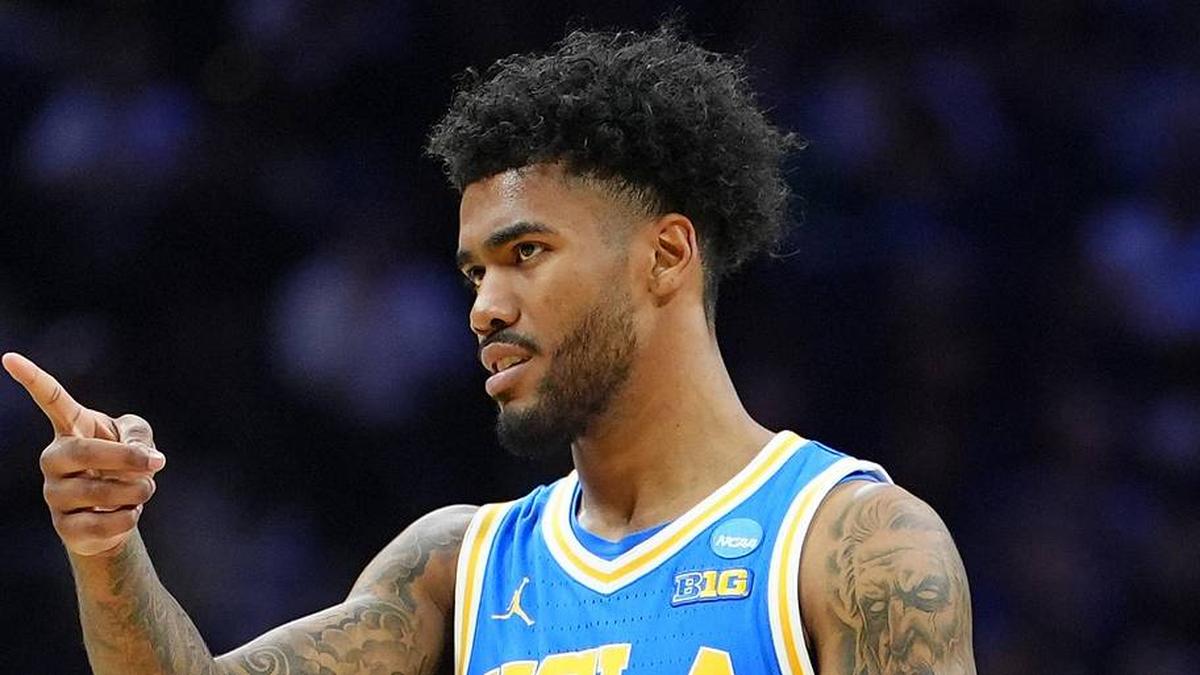  Mar 22, 2026; Philadelphia, PA, USA; UCLA Bruins guard Donovan Dent (2) reacts in the first half during a second round game of the men's 2026 NCAA Tournament at Xfinity Mobile Arena. Mandatory Credit: Kyle Ross-Imagn Images | Kyle Ross-Imagn Images 