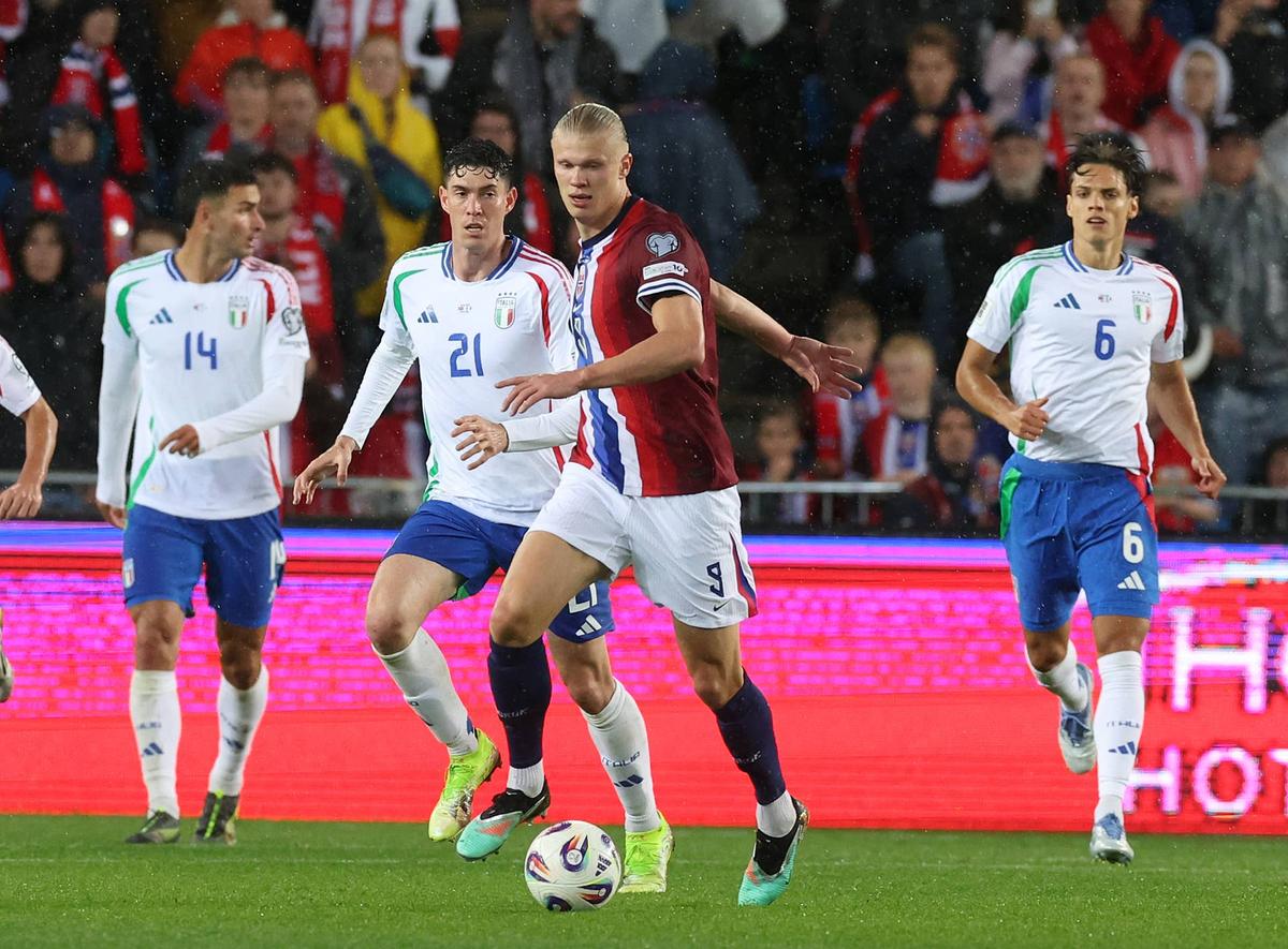  Erling Haaland in action during the FIFA 2026 Qualifier between Norway and Italy at Ullevaal Stadion on June 06, 2025 in Oslo, Norway. Photo by Claudio Villa - FIGC/FIGC via Getty Images