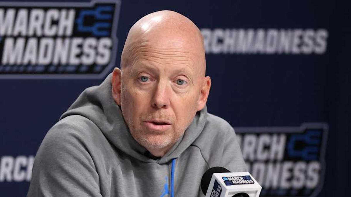  Mar 19, 2026; Philadelphia, PA, USA; UCLA Bruins head coach Mick Cronin speaks with the media before a practice session ahead of the first round of the men's 2026 NCAA Tournament at Xfinity Mobile Arena. Mandatory Credit: Bill Streicher-Imagn Images | Bill Streicher-Imagn Images 