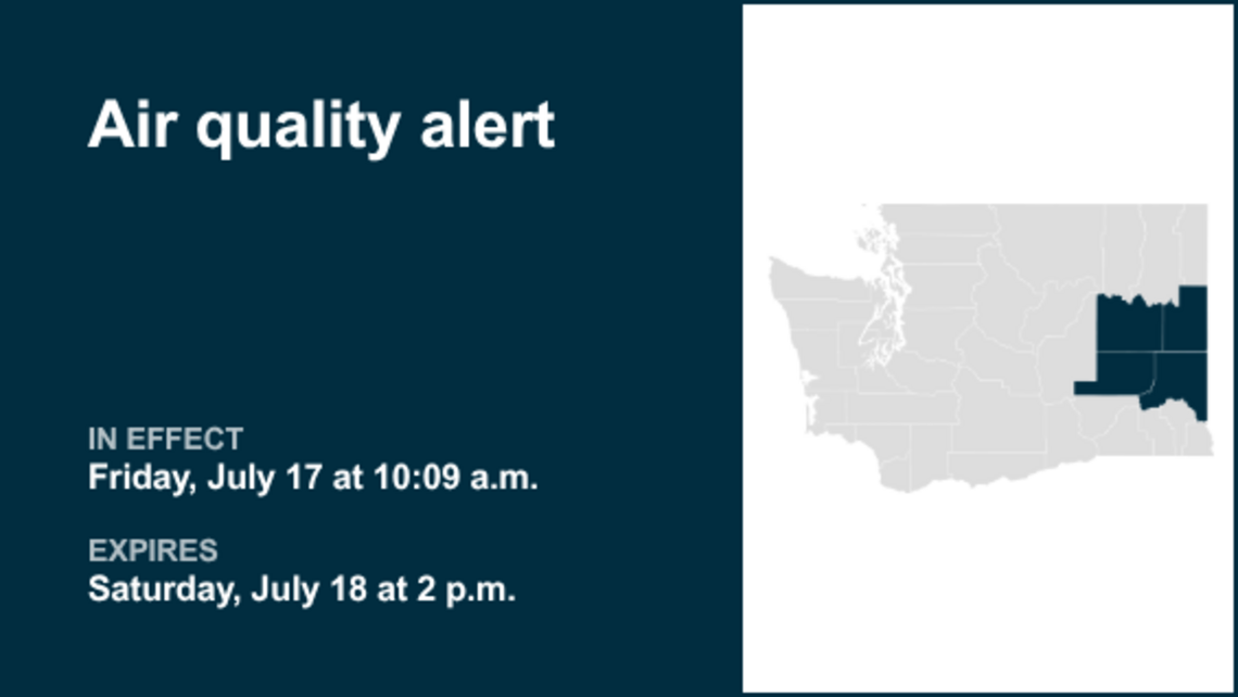 UPDATE: Air quality alert active for Eastern Washington Saturday 