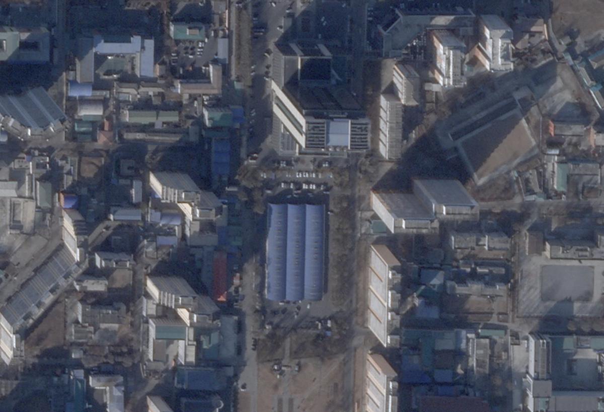 A satellite image showscars parked in a parking lot at Rakrang Market, Pyongyang, North Korea, January 28, 2026. 2026 PLANET LABS PBC /Handout via REUTERS