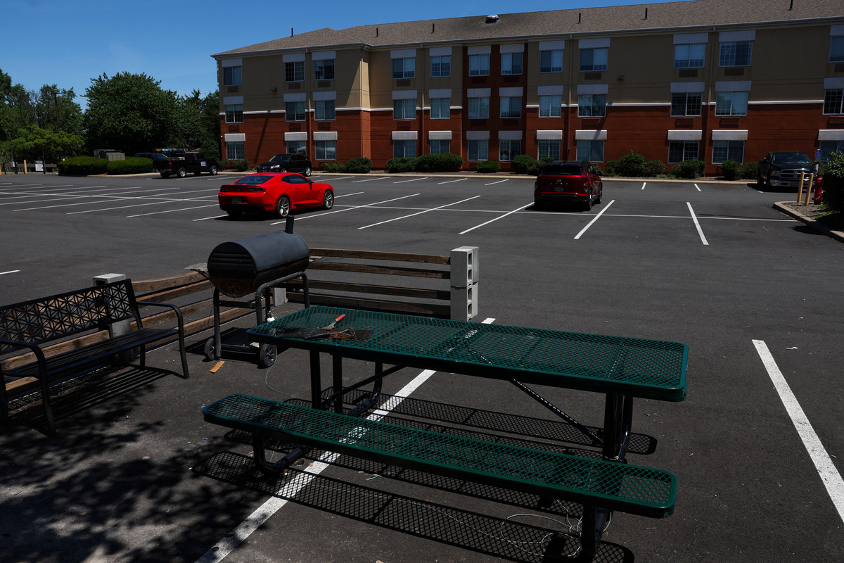 The parking lot of the Extended Stay America Suites in Secaucus, New Jersey, U.S., June 8, 2026. REUTERS/Shannon Stapleton