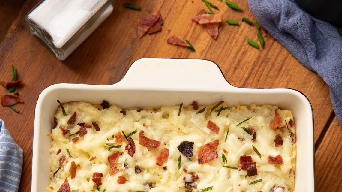 Cozy potato casserole is a make-ahead favorite for holidays
