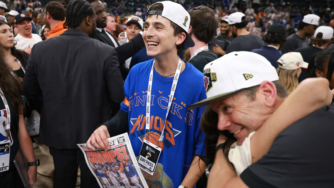 Timothee Chalamet Celebrates Knicks Championship Win With Players 