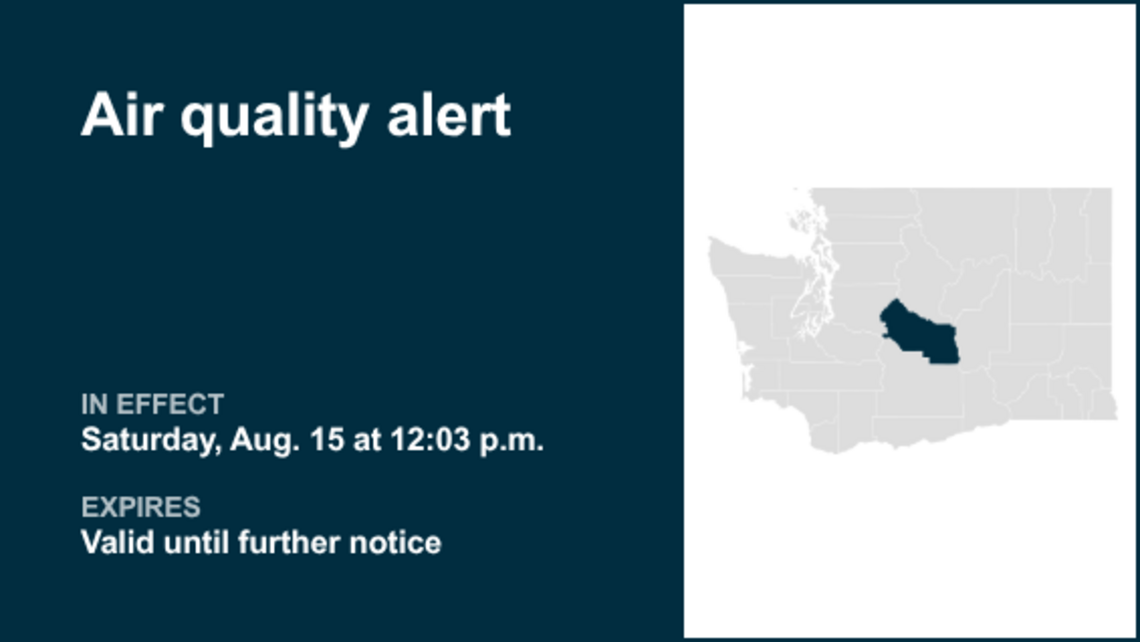 Air quality alert active for Kittitas County until further notice 