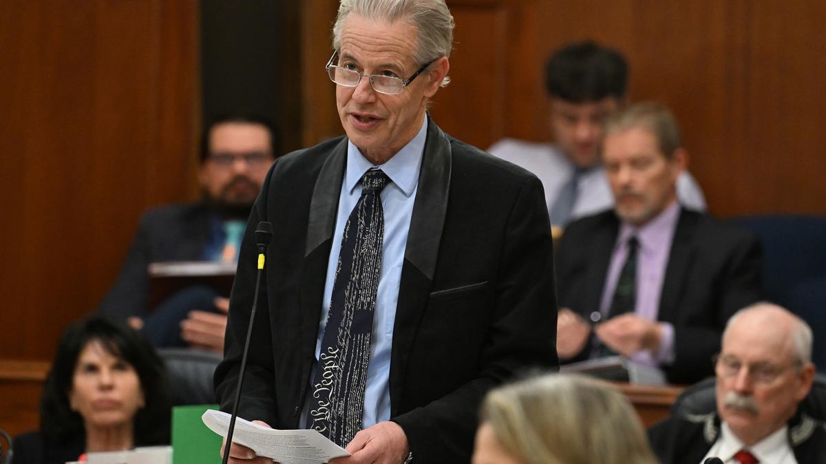 Alaska state Sen. Matt Claman, an Anchorage Democrat and chair of the Senate Judiciary Committee, speaks about a crime and public safety package before its unanimous passage during a Senate floor session on May 19, 2026, at the Alaska State Capitol in Juneau, Alaska. (Bill Roth/Anchorage Daily News/TNS)