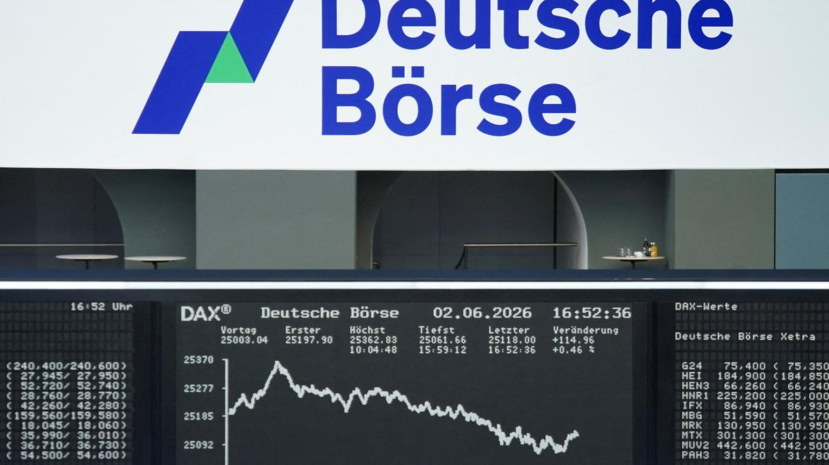The German share price index DAX graph is pictured at the stock exchange in Frankfurt, Germany, June 2, 2026.     REUTERS/Wolfgang Rattay