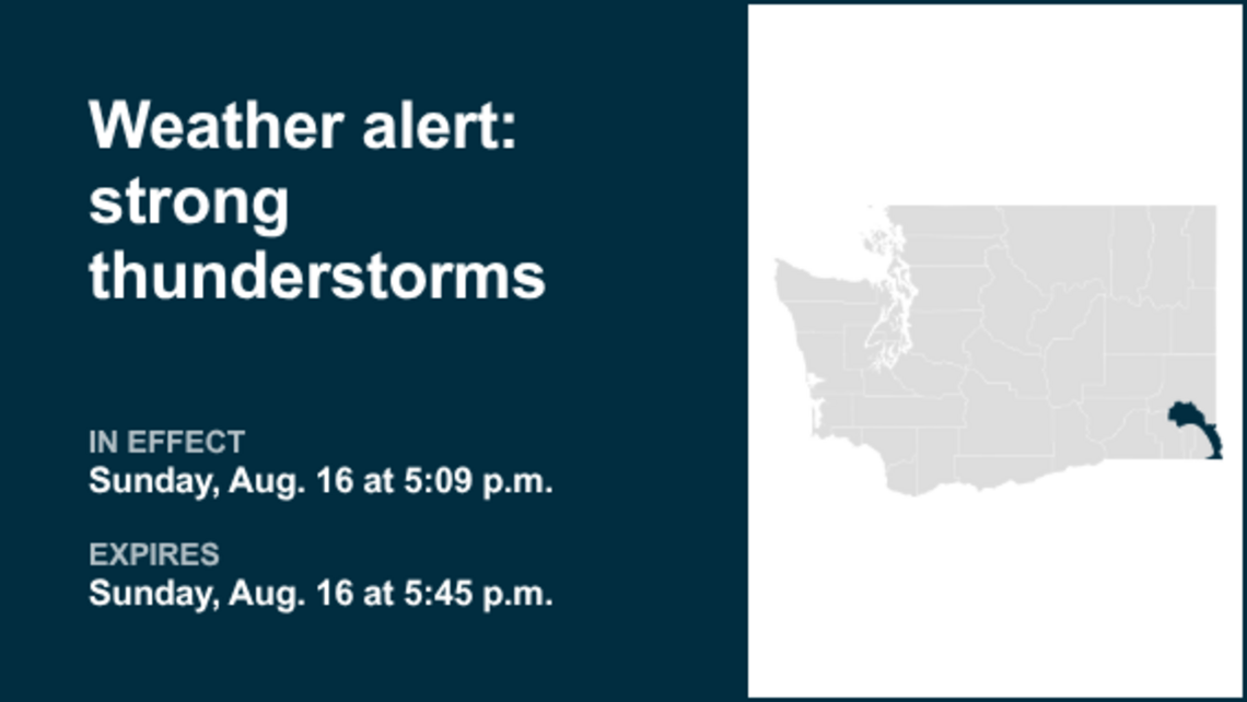 UPDATE: Penny-sized hail predicted with thunderstorms in Lower Garfield and Asotin counties Sunday 