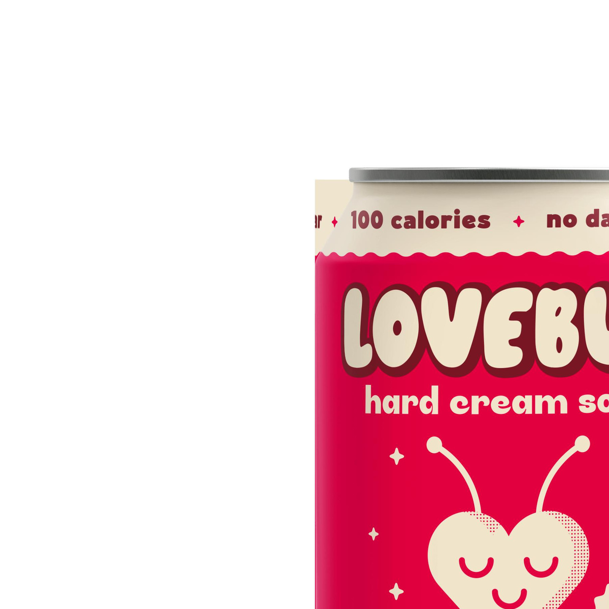 Sazerac's Lovebug Hard Cream Soda in Cherries 'n Cream. The drink also comes in flavors such as Vanilla 'n Cream, Cola 'n Cream, and Peaches 'n Cream.