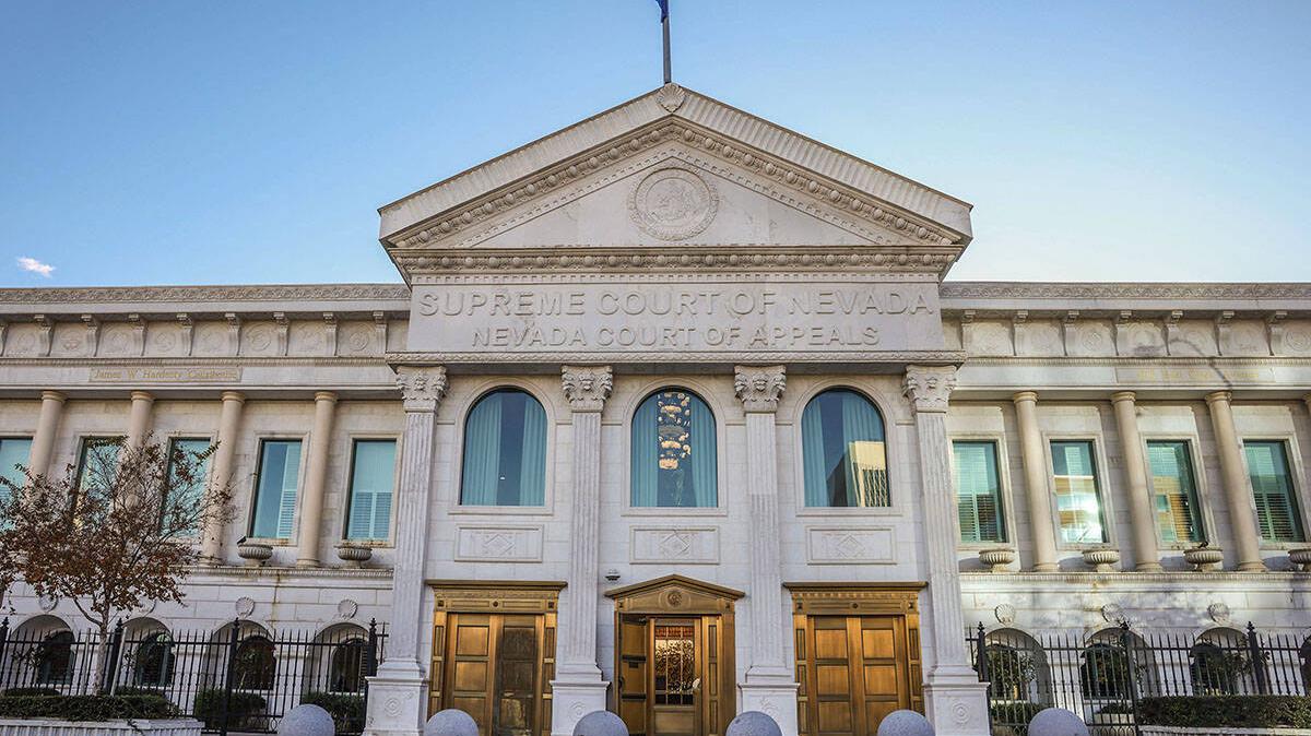 The exterior of the Nevada Supreme Court is seen Wednesday, Dec. 3, 2025, in Las Vegas. (Benjamin Hager/Las Vegas Review-Journal/TNS)