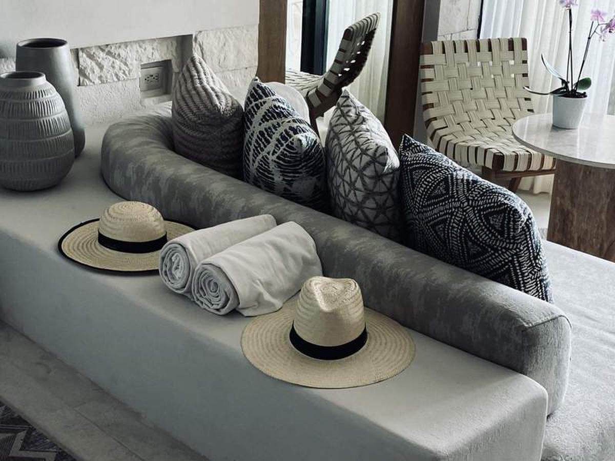  Donning matching Panama hats in our luxury suite is the perfect start to our couples’ retreat in Mexico. Photo credit: Merle Rosenstein 