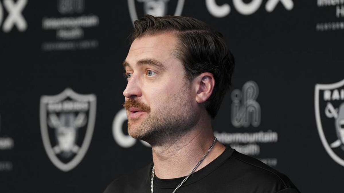  May 28, 2026; Henderson, NV, USA; Las Vegas Raiders offensive coordinator Andrew Janocko speaks during a news conference during organized team activities at Intermountain Health Performance Center. Mandatory Credit: Candice Ward-Imagn Images | Candice Ward-Imagn Images 