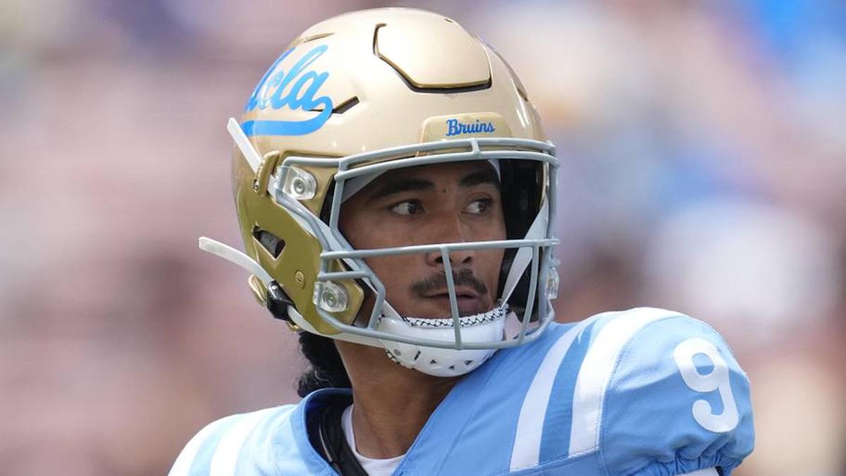  May 2, 2026; Pasadena, CA, USA; UCLA Bruins quarterback Nico Iamaleava (9) throws the ball during the spring game at Rose Bowl. Mandatory Credit: Kirby Lee-Imagn Images | Kirby Lee-Imagn Images 