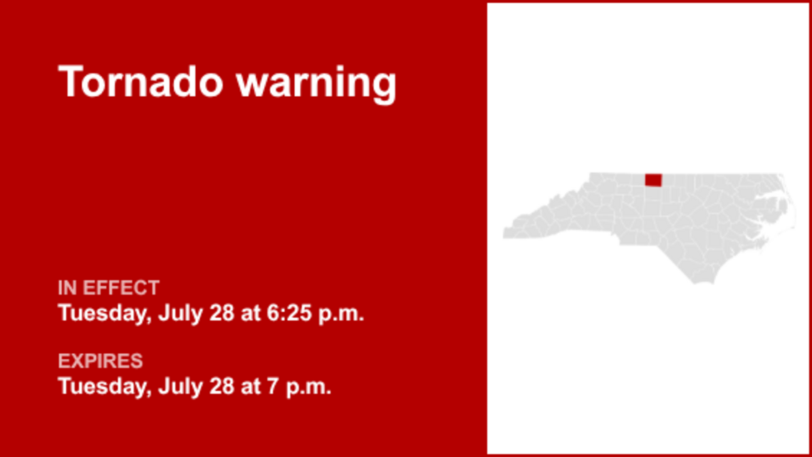 UPDATE: Tornado warning in place for Rockingham County Tuesday evening 