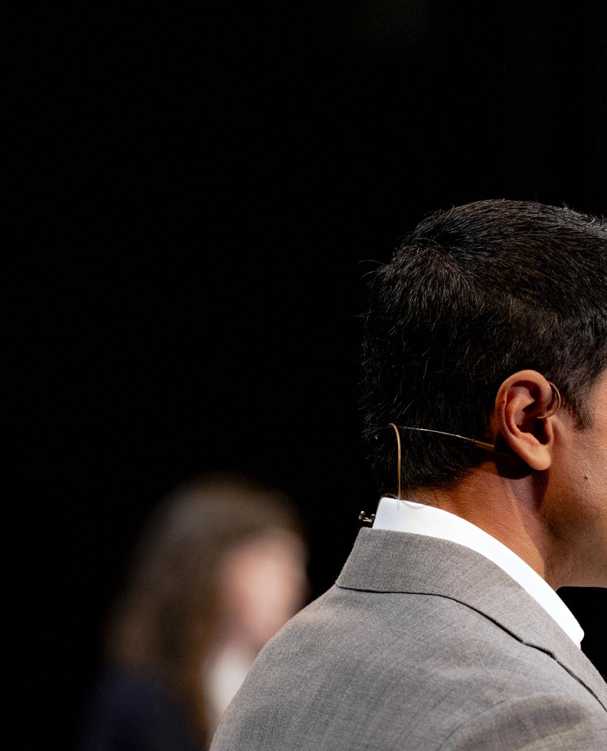 FILE -- Saikat Chakrabarti, who is running for the House seat held by the outgoing Rep. Nancy Pelosi (D-Calif.), speaks during a candidates debate in San Francisco on March 31, 2026. Pelosi and Rep. Jerrold Nadler (D-N.Y.) are retiring, prompting competitive races to succeed them. Whoever wins their seats could tap big donors and shape the Democratic Party. (Cayce Clifford/The New York Times)