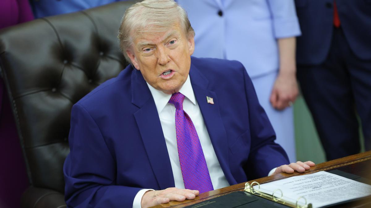 President Trump Holds A Maternal Health Care Event In The Oval Office. President Donald Trump answers questions in the Oval Office of the White House on May 11, 2026 in Washington, DC.
