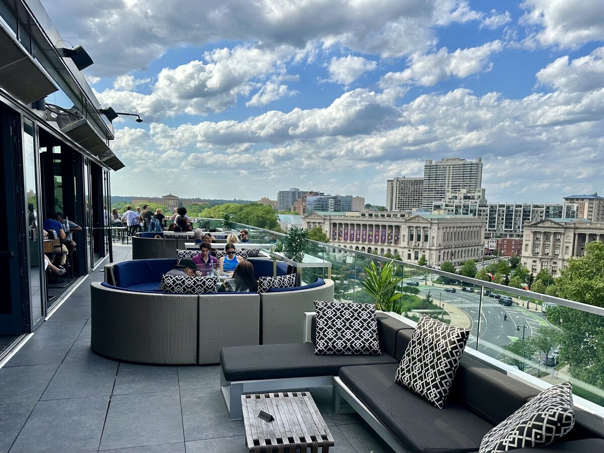  View of Philadelphia’s Museum District from Assembly, the rooftop lounge at The Logan. Photo credit: Cathy Bennett Kopf 