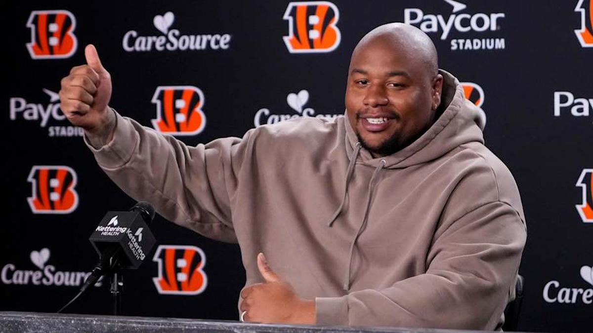  Dexter Lawrence II joined the Bengals after his trade from the Giants. | Sam Greene/The Enquirer / USA TODAY NETWORK via Imagn Images 