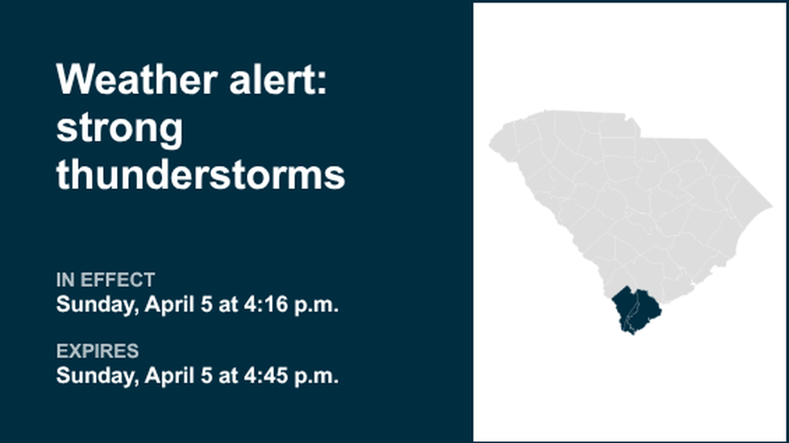 Weather alert issued for Lowcountry early Sunday evening - gusts up to 50 mph 