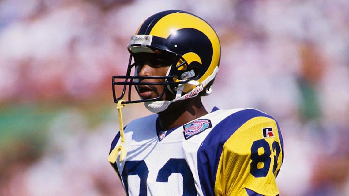  1994; Anaheim, CA, USA; FILE PHOTO; Los Angeles Rams receiver Flipper Anderson (83) on the field during the 1994 season. Mandatory Credit: Peter Brouillet-USA TODAY NETWORK | Peter Brouillet-Imagn Images 
