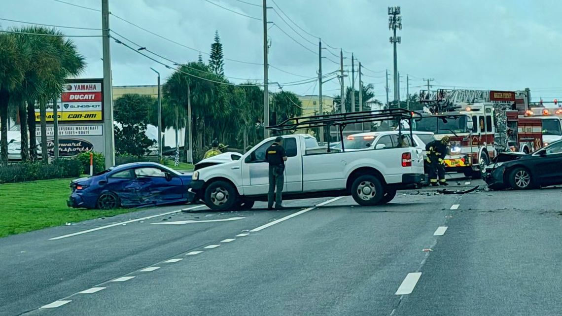 Northbound lanes of U.S. 1 were closed following four-vehicle crash