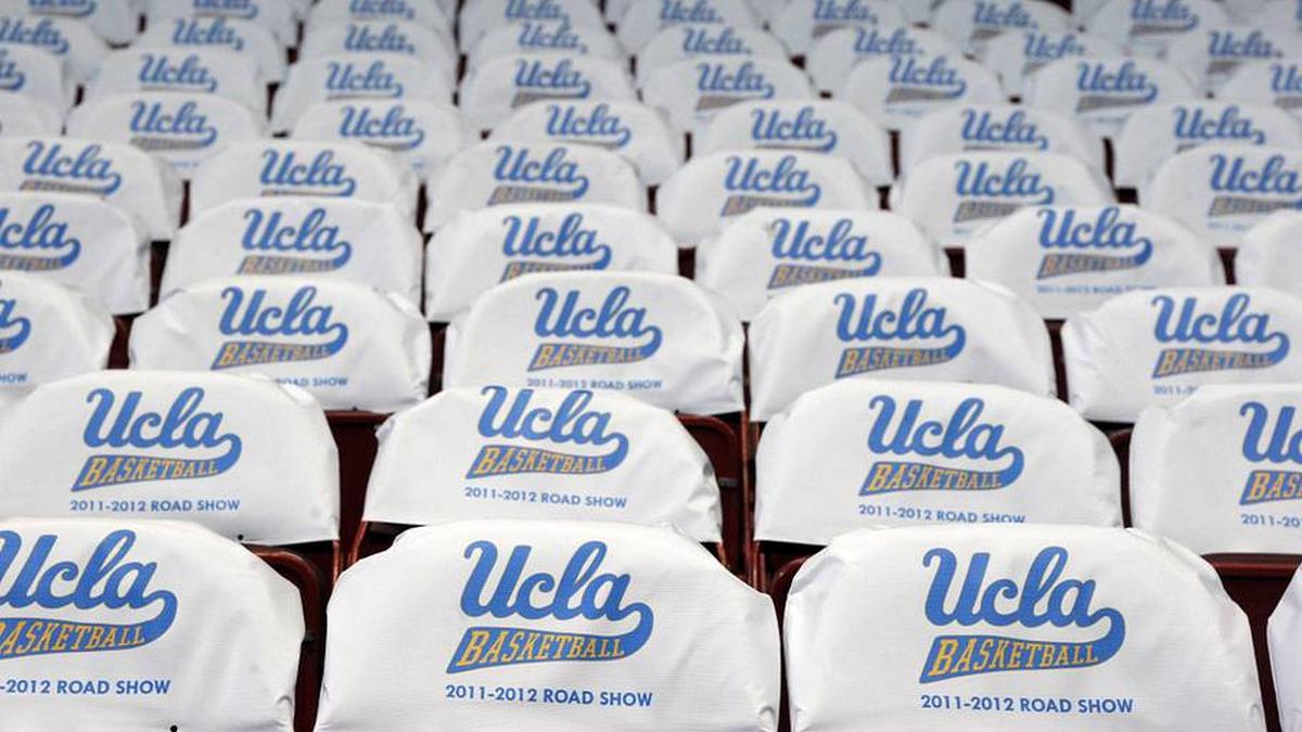  Dec 20, 2011; Los Angeles, CA, USA; General view of seat cushions at the the Sports Arena with the words: UCLA Basketball 2011-2013 Road Show before the game against the UC Irvine Anteaters. Mandatory Credit: Kirby Lee/Image of Sport-Imagn Images | Kirby Lee-Imagn Images 
