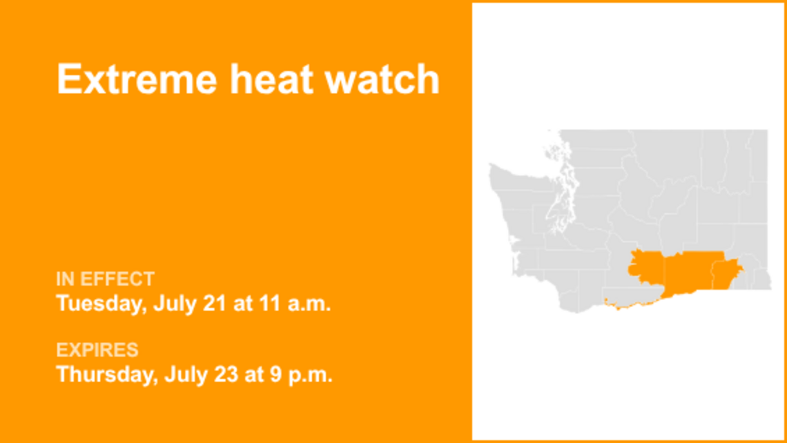 UPDATE: Extreme heat watch affecting Eastern Washington from Tuesday to Thursday 