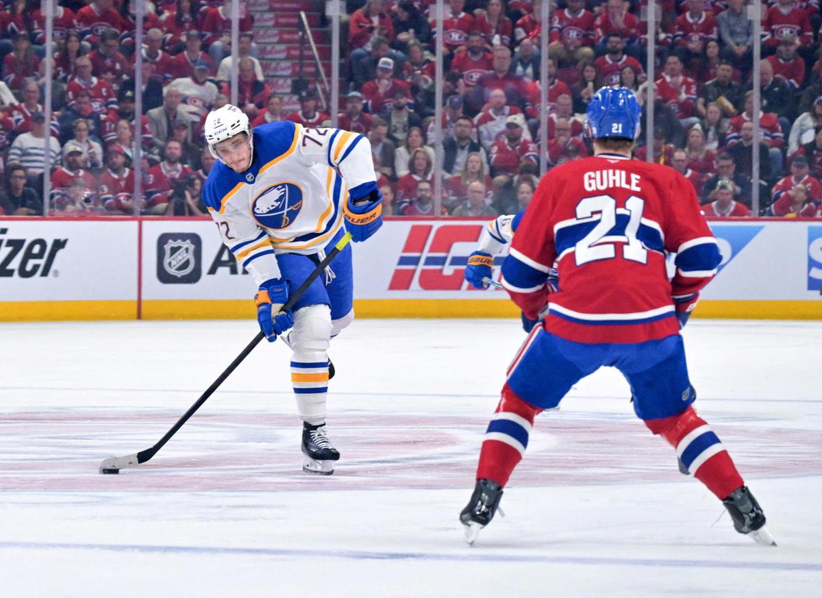  Tage Thompson recorded a goal and an assist for the second straight game on Tuesday. (Eric Bolte-Imagn Images) 