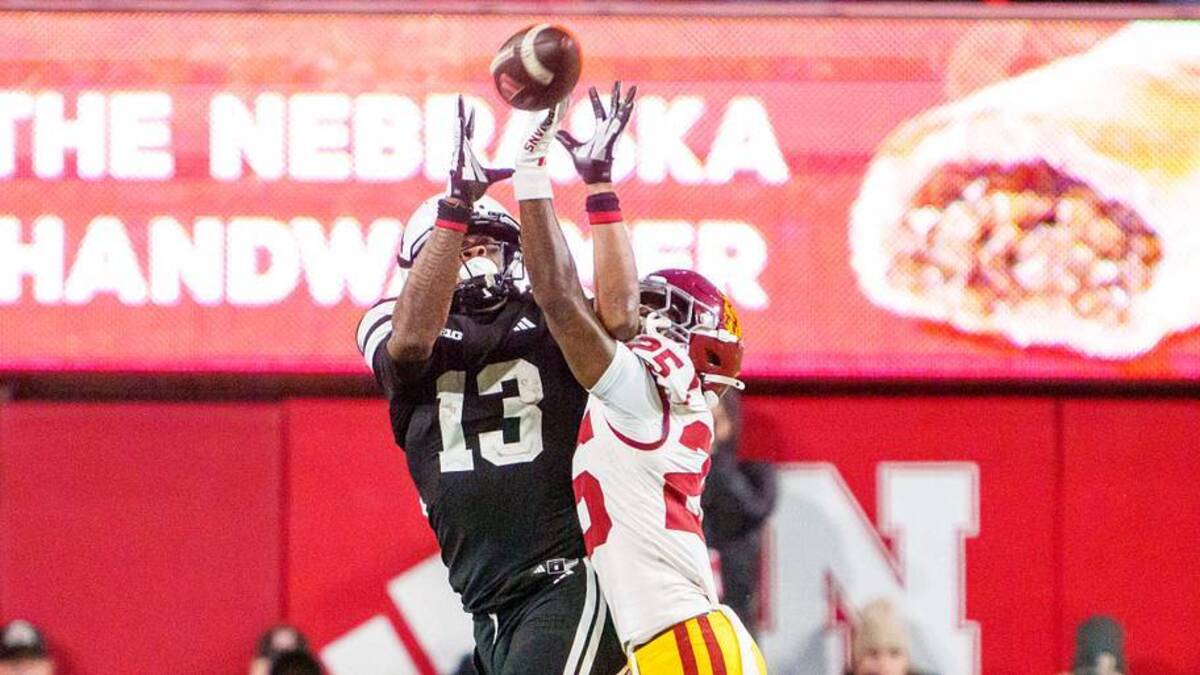  Nov 1, 2025; Lincoln, Nebraska, USA; Southern California Trojans cornerback Marcelles Williams (25) breaks up a pass to Nebraska Cornhuskers wide receiver Nyziah Hunter (13) during the fourth quarter at Memorial Stadium. Mandatory Credit: Dylan Widger-Imagn Images | Dylan Widger-Imagn Images 